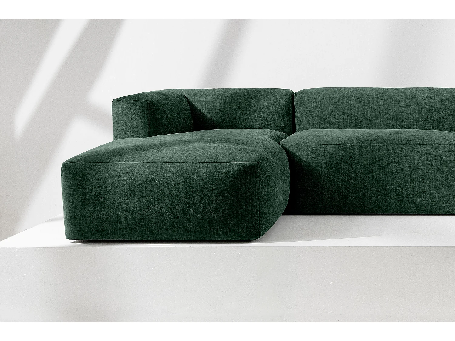 Canapé d'angle gauche 3/4 places avec assise extrêmement moelleuse et confortable - bleu - BUFFO