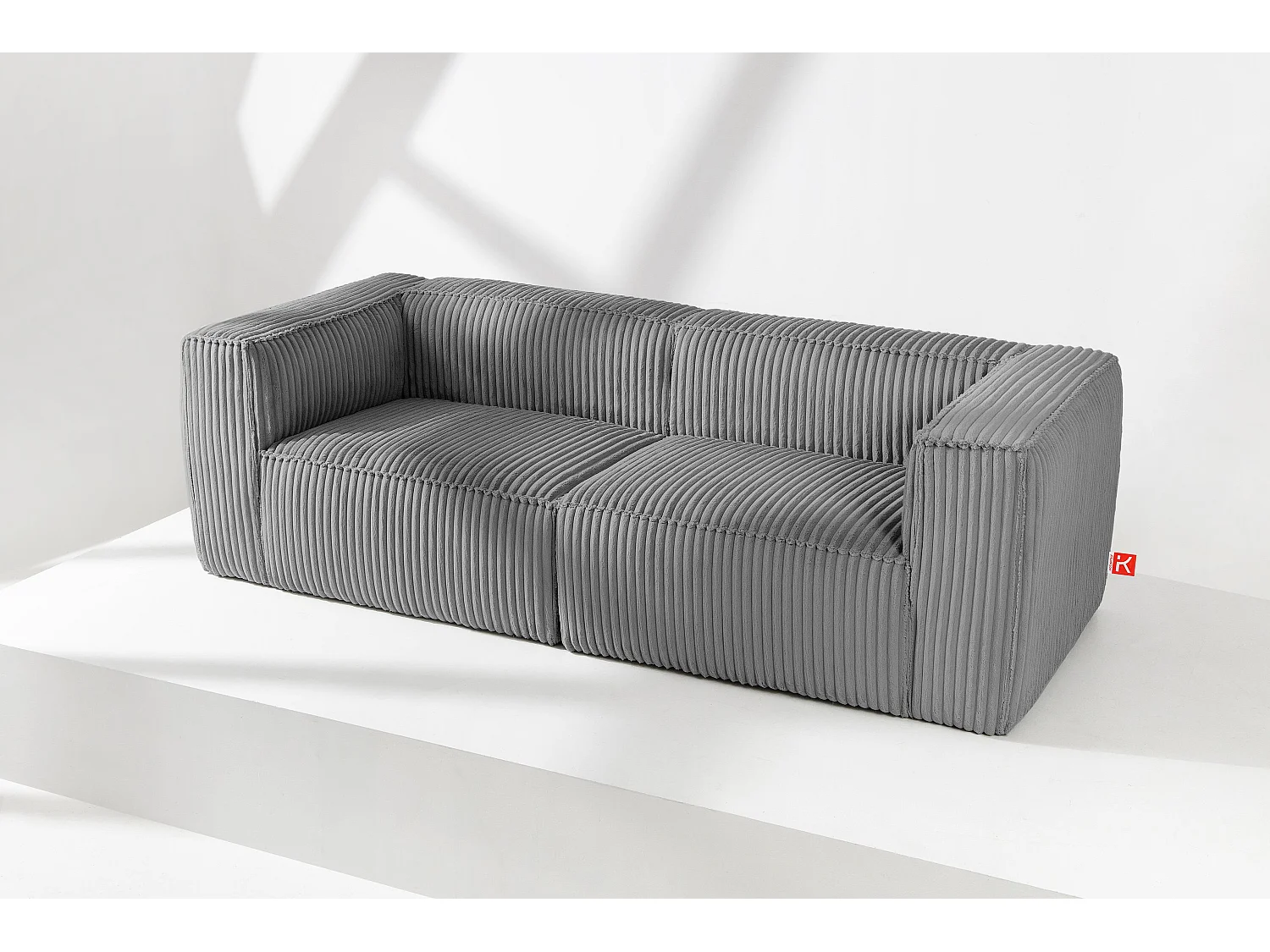 Modernes Sofa 3 Sitzer aus breitem Cordstoff - dunkelgrau - FEROX