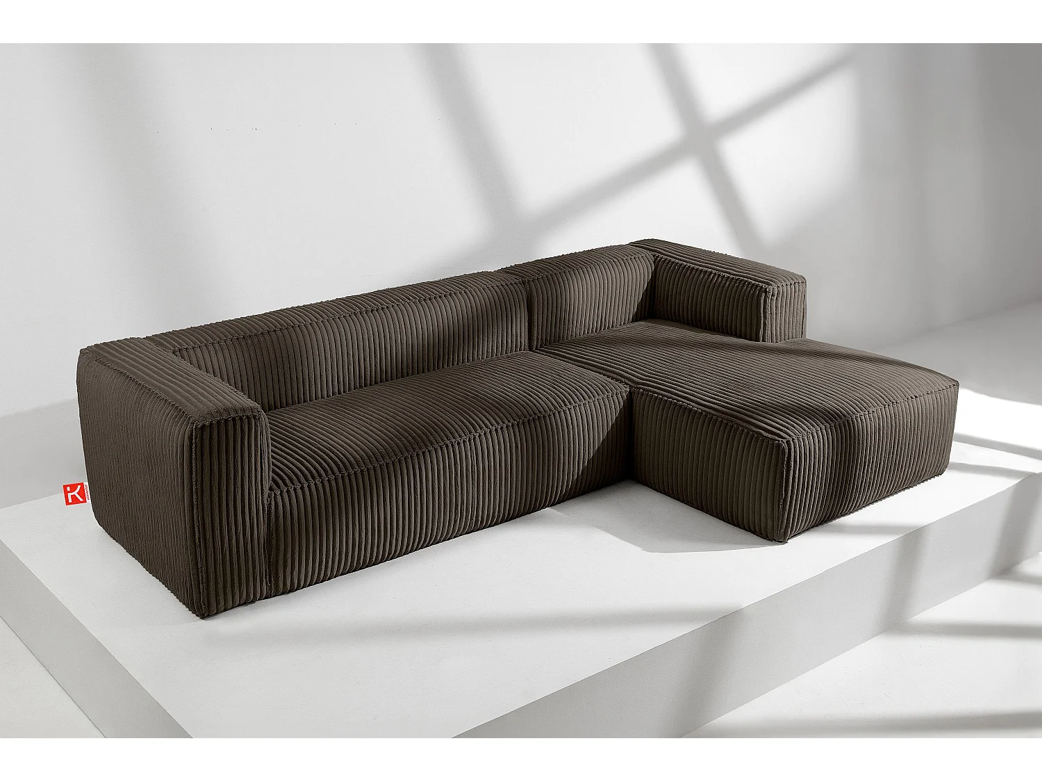 Modernes Ecksofa Rechts aus breitem Cordstoff - braun - FEROX