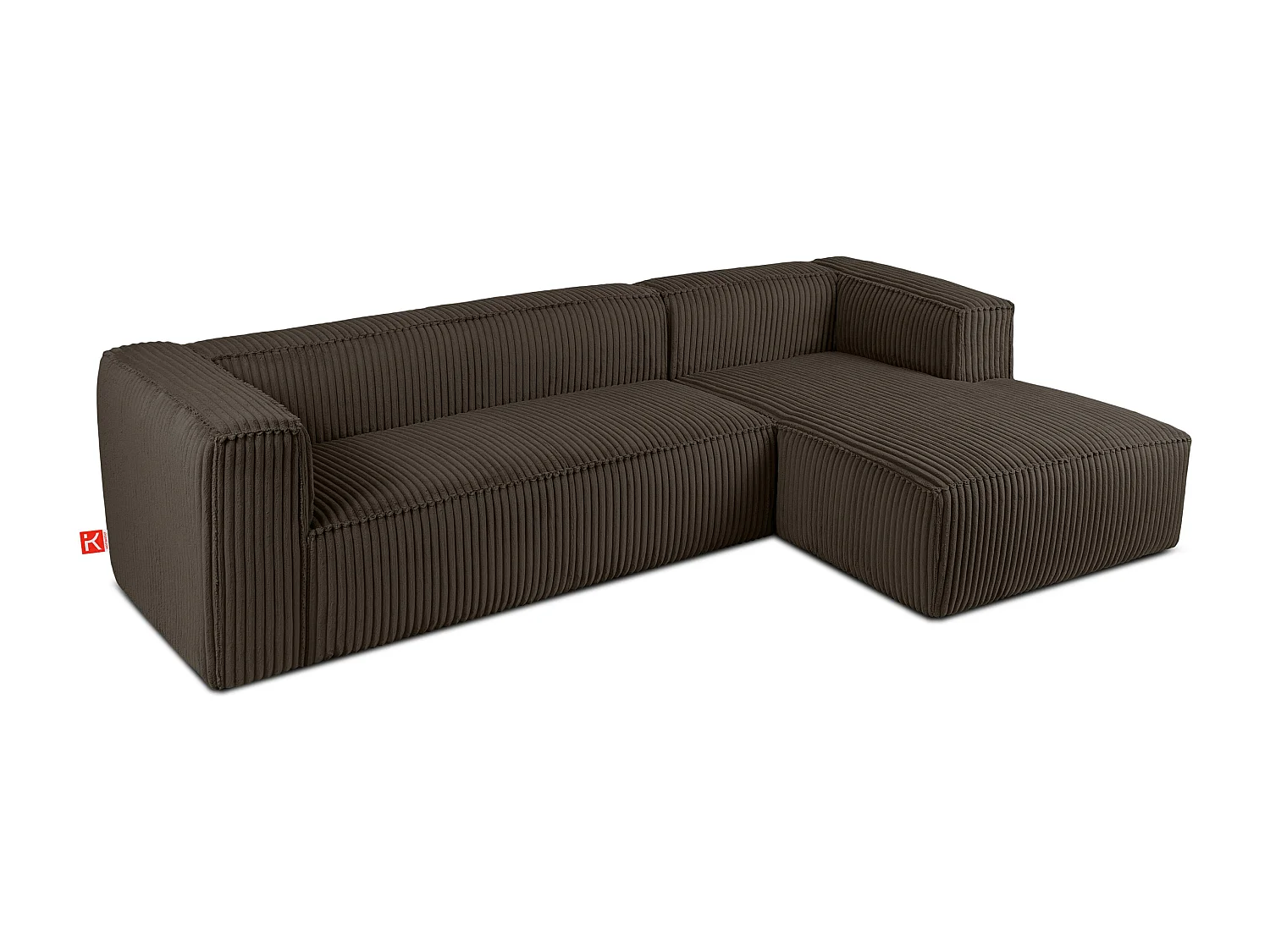 Modernes Ecksofa Rechts aus breitem Cordstoff - braun - FEROX