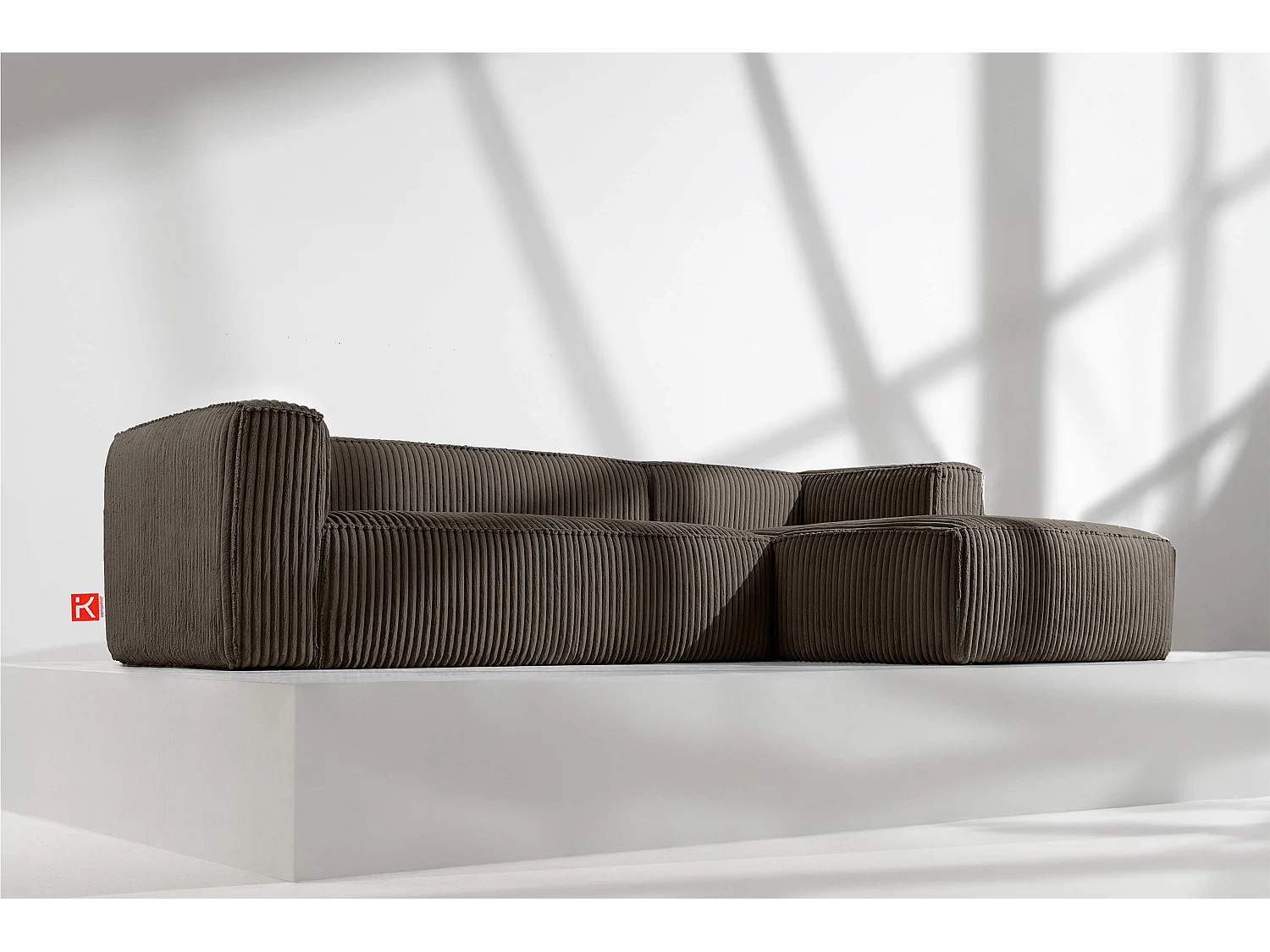 Modernes Ecksofa Rechts aus breitem Cordstoff - braun - FEROX