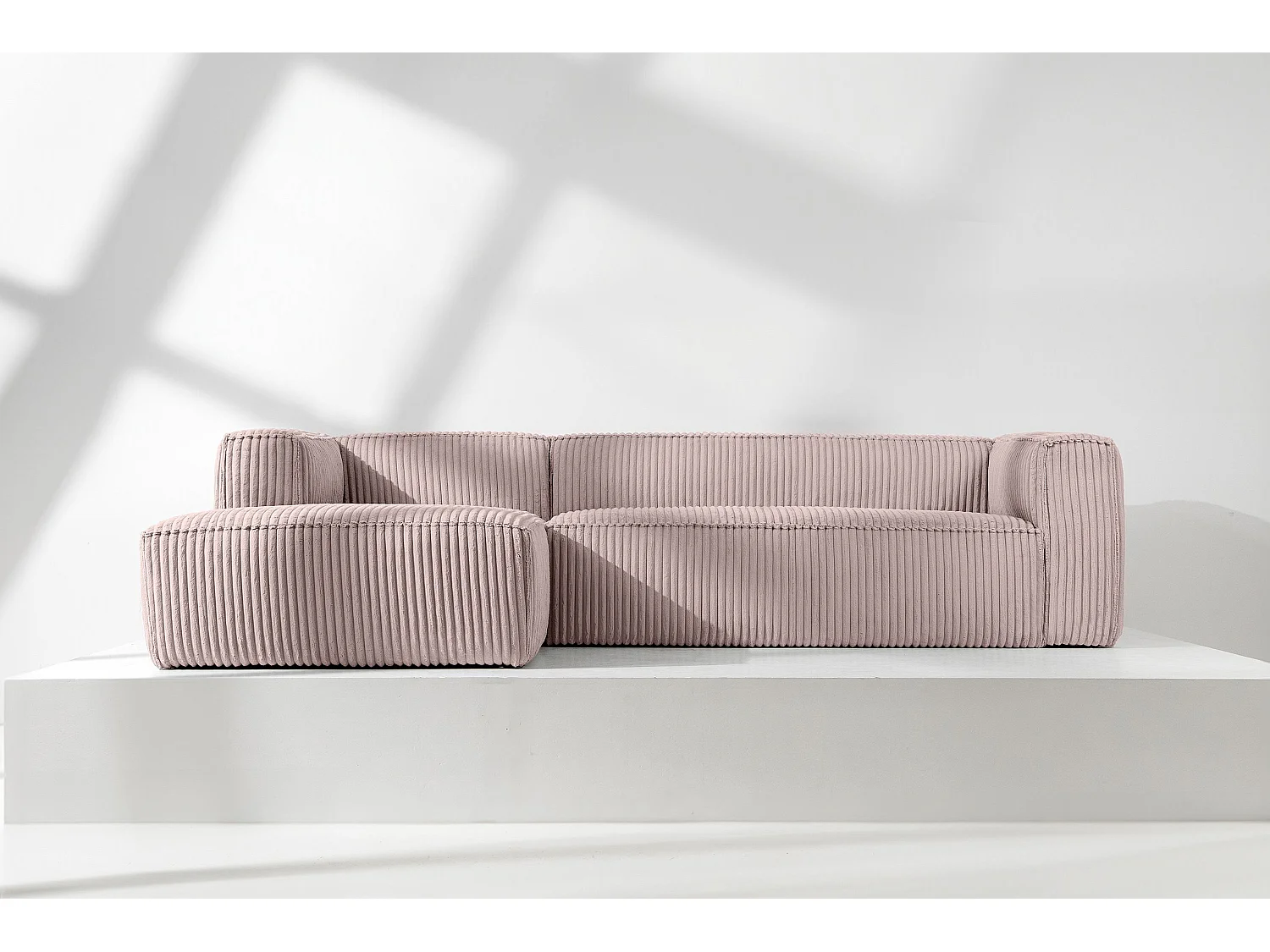 Modernes Ecksofa Links aus breitem Cordstoff - rosa - FEROX