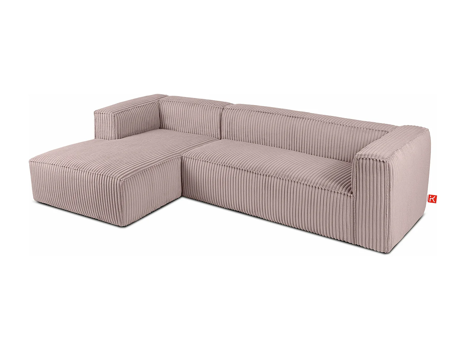 Modernes Ecksofa Links aus breitem Cordstoff - rosa - FEROX
