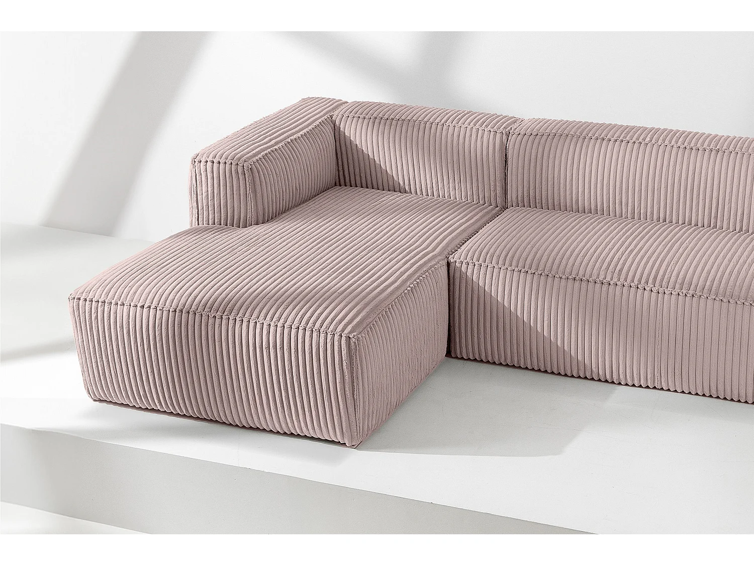 Modernes Ecksofa Links aus breitem Cordstoff - rosa - FEROX