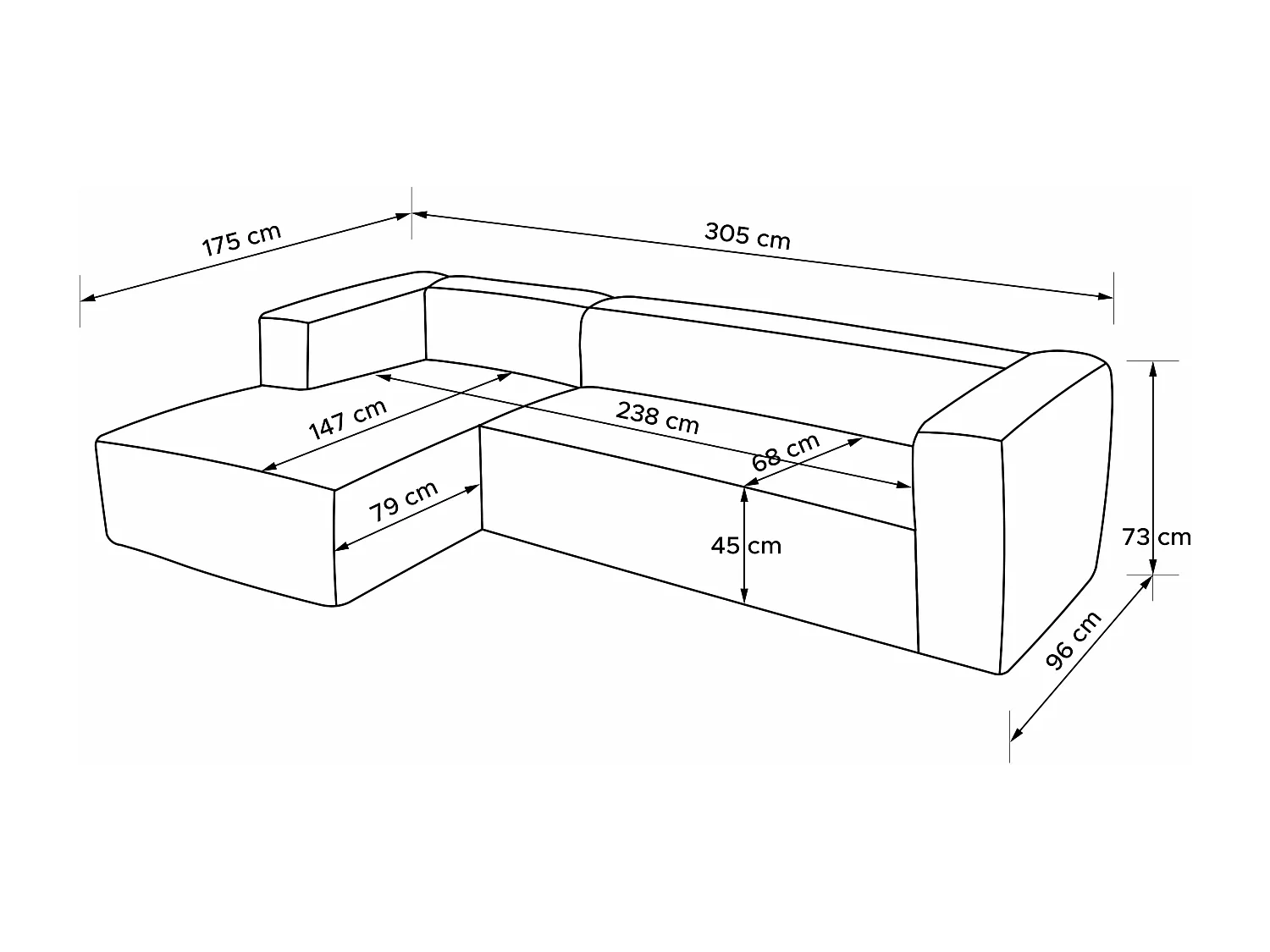 Modernes Ecksofa Links aus breitem Cordstoff - rosa - FEROX