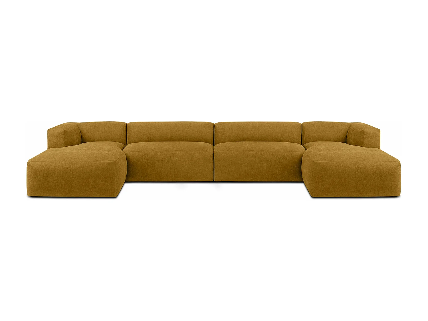 7/8 Sitzer Panorama-Ecksofa mit extrem weicher und bequemer Sitz - gelb - BUFFO