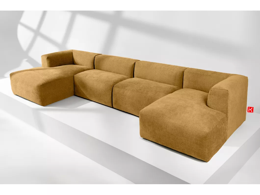 Kauf Unique 7/8 Sitzer Panorama-Ecksofa mit extrem weicher und bequemer Sitz - gelb - BUFFO