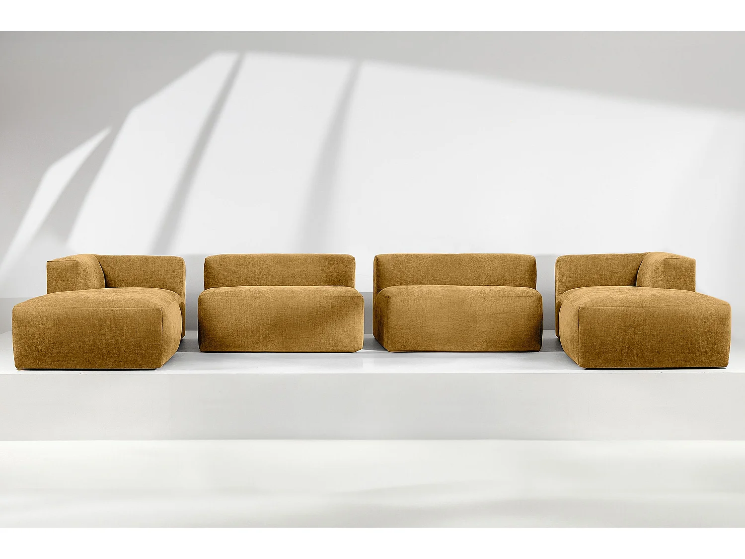 7/8 Sitzer Panorama-Ecksofa mit extrem weicher und bequemer Sitz - gelb - BUFFO