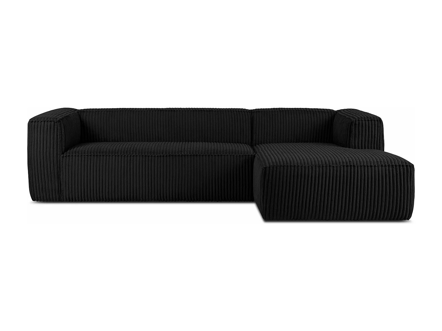 Modernes Ecksofa Rechts aus breitem Cordstoff - schwarz - FEROX