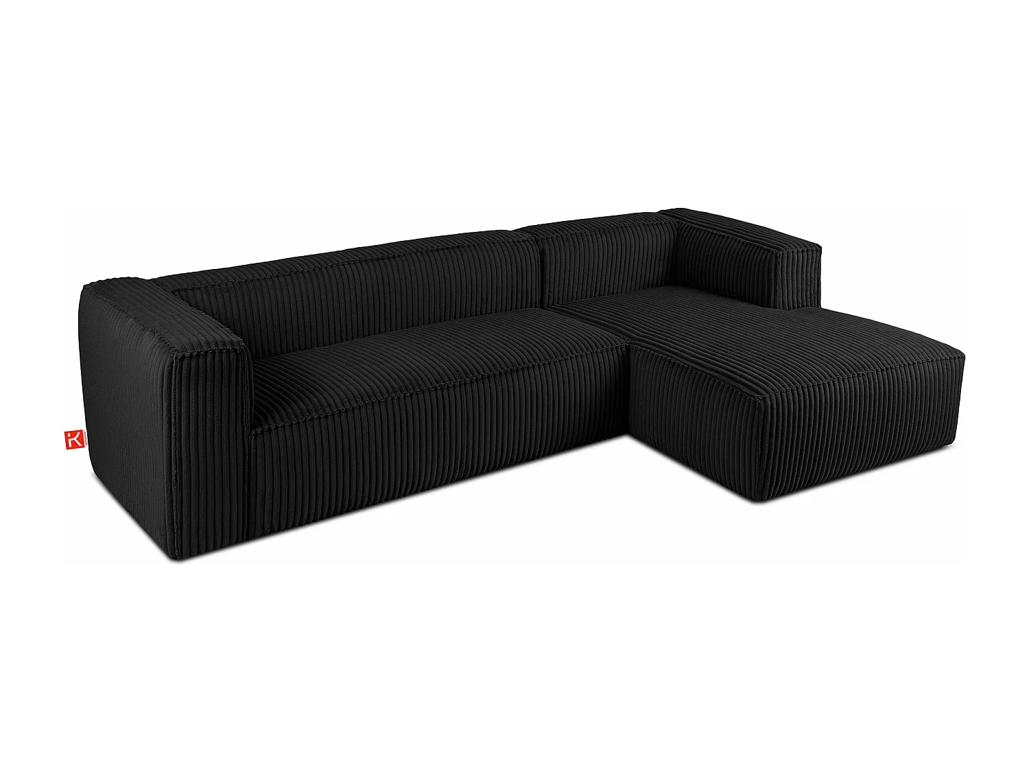 Modernes Ecksofa Rechts aus breitem Cordstoff - schwarz - FEROX