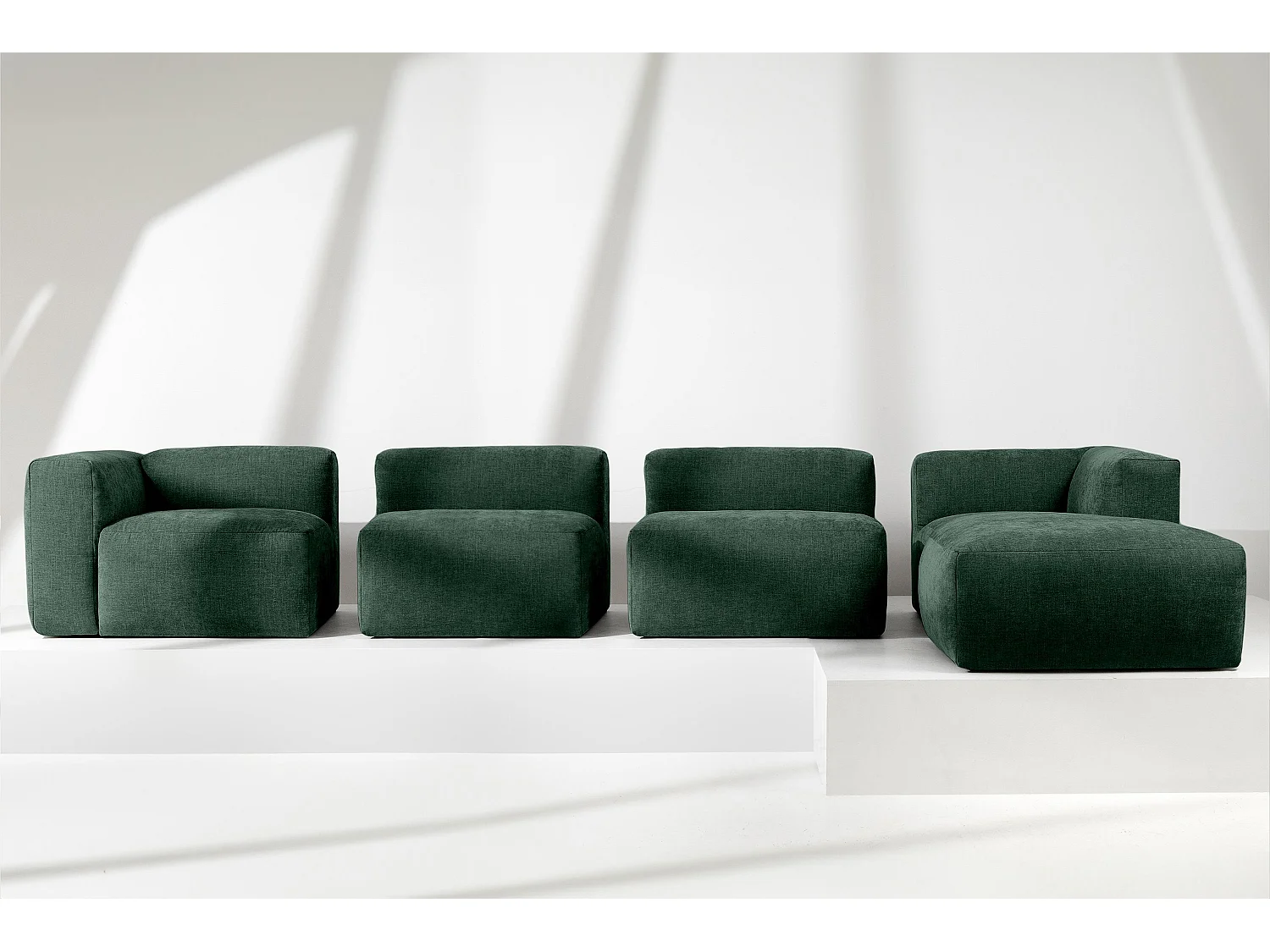 Ecksofa Rechts 6-Sitzer mit extrem weicher und bequemer Sitz - blau - BUFFO