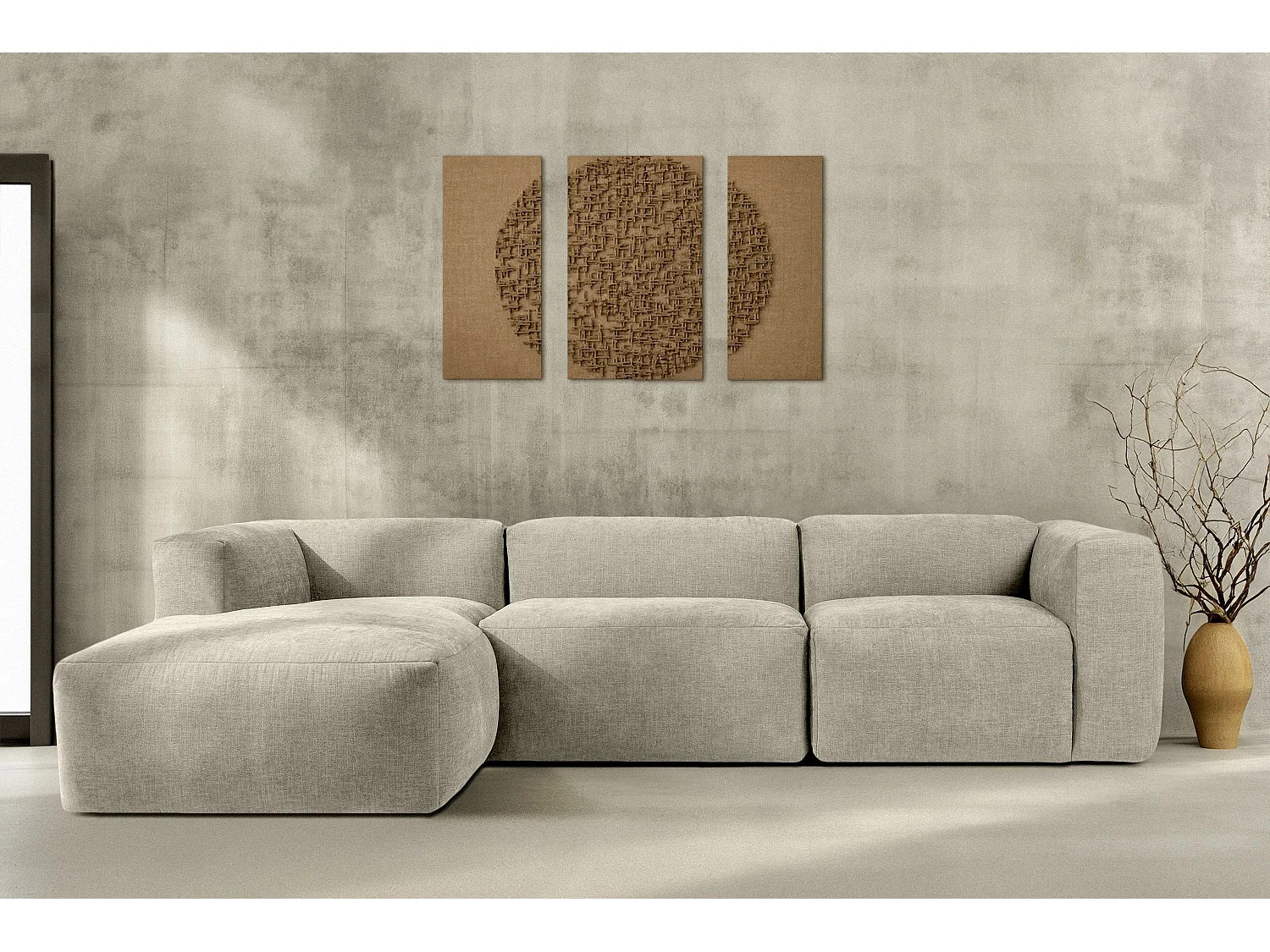 Ecksofa Links mit extrem weicher und bequemer Sitz - ecrufarben - BUFFO