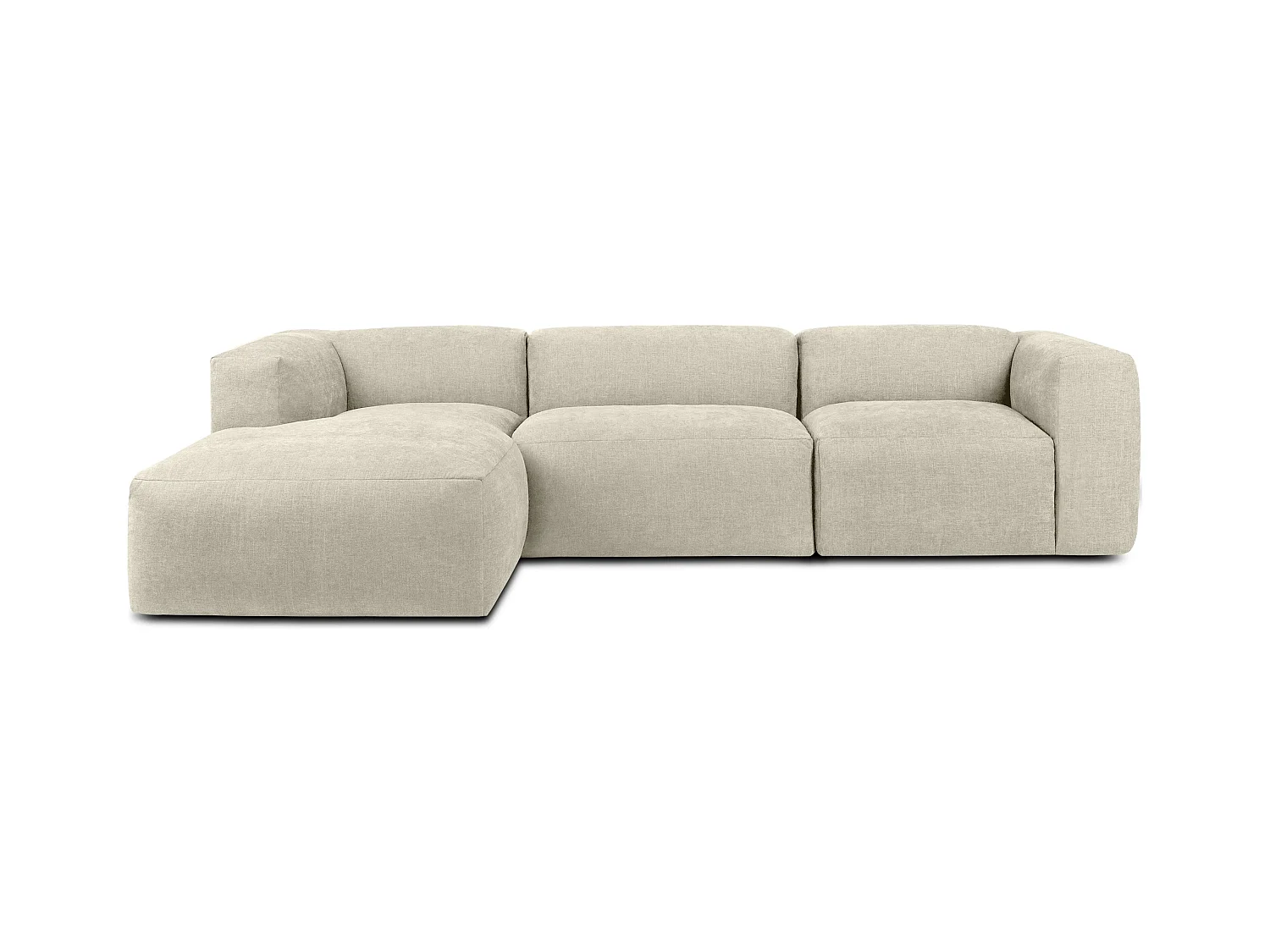 Canapé d'angle gauche avec assise extrêmement moelleuse et confortable - couleur écru - BUFFO