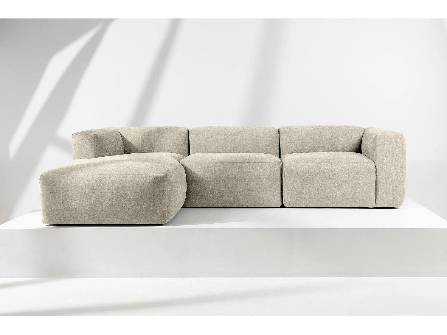 Ecksofa Links mit extrem weicher und bequemer Sitz - ecrufarben - BUFFO