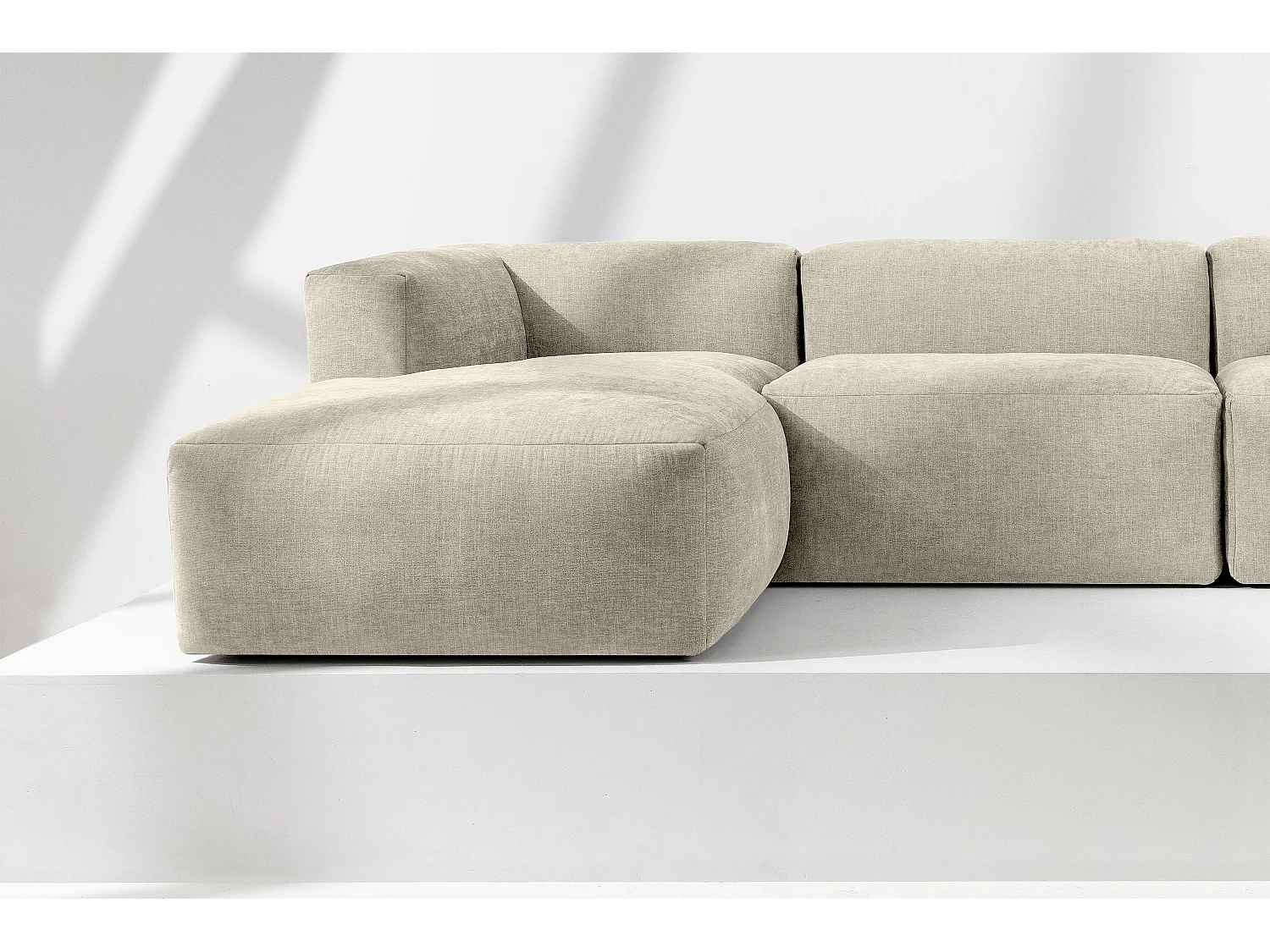 Ecksofa Links mit extrem weicher und bequemer Sitz - ecrufarben - BUFFO