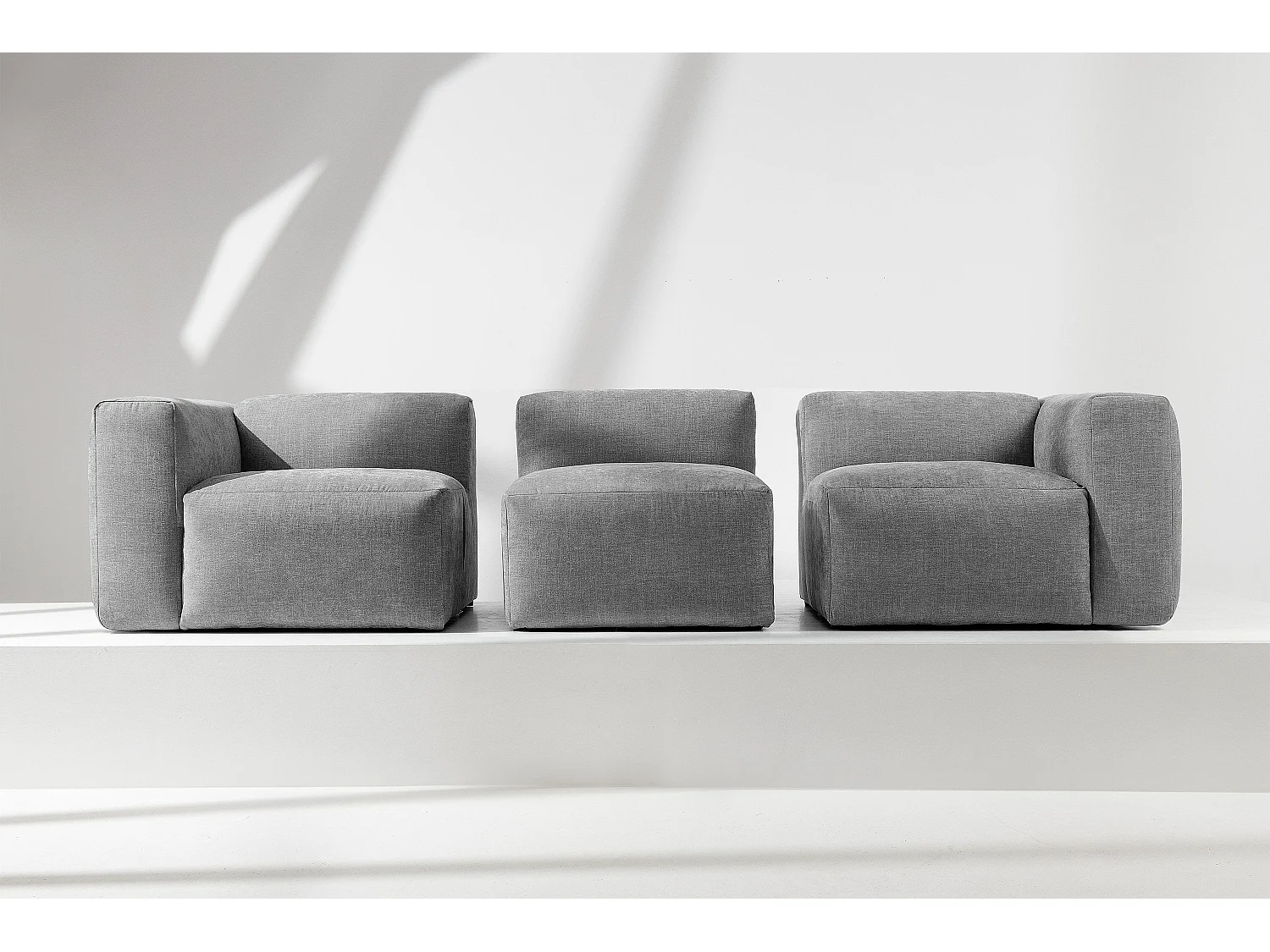 Sofa 3 Sitzer mit extrem weicher und bequemer Sitz - hellgrau - BUFFO