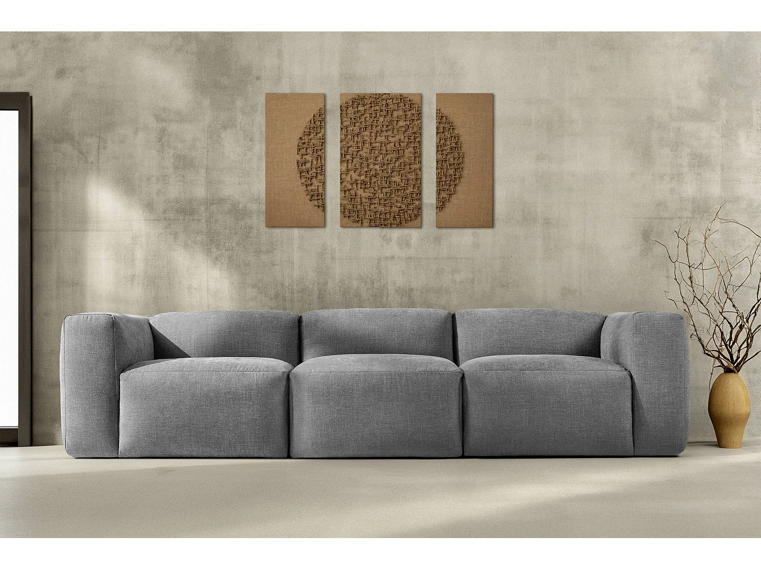 Sofa 3 Sitzer mit extrem weicher und bequemer Sitz - hellgrau - BUFFO