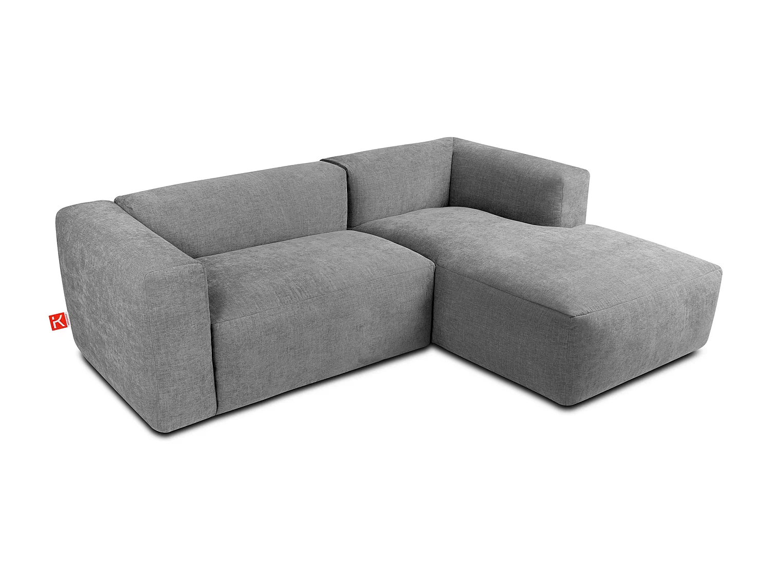 Ecksofa Rechts 3/4 Sitzer mit extrem weicher und bequemer Sitz - grau - BUFFO