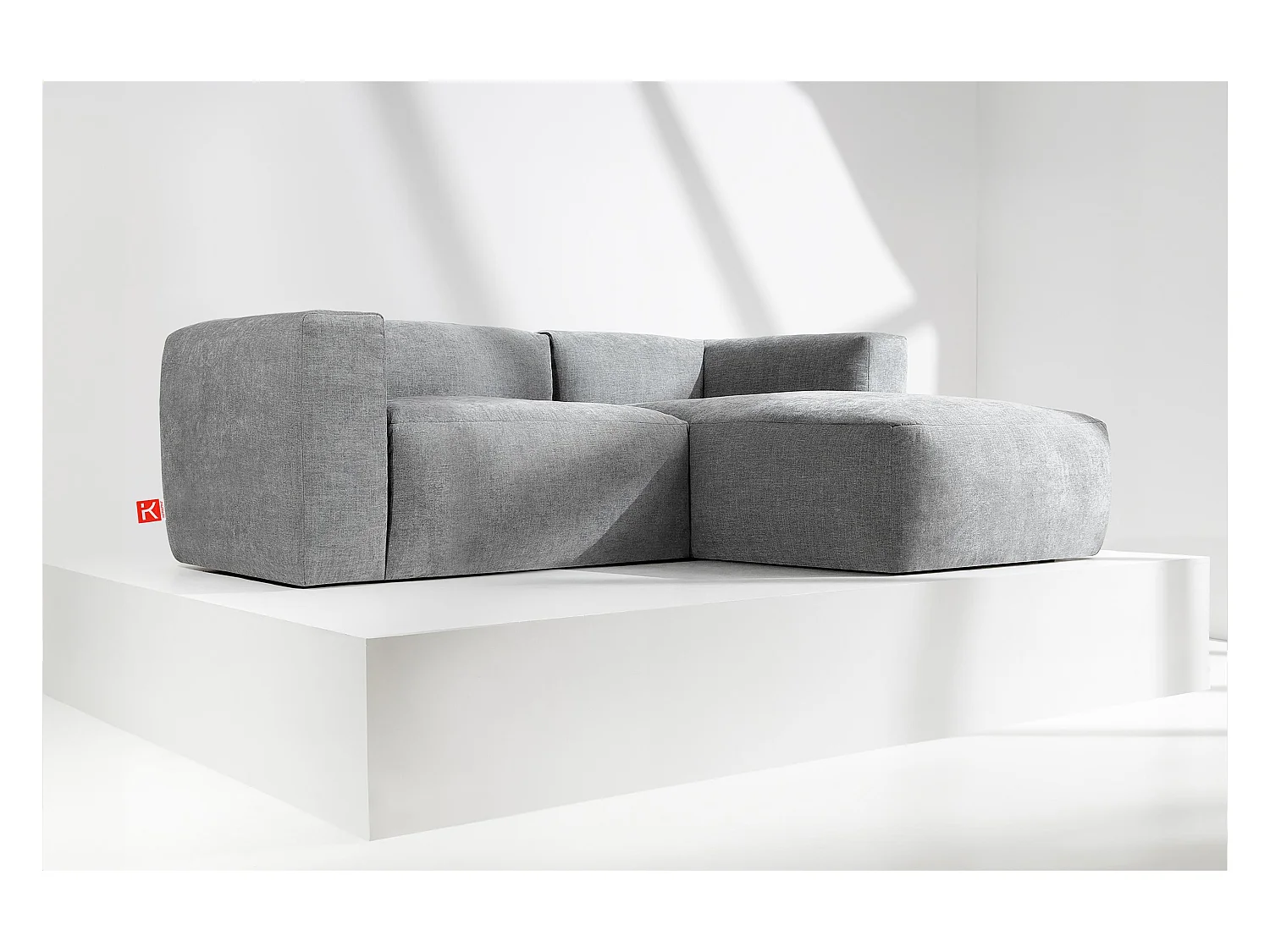 Canapé d'angle droit 3/4 places avec assise extrêmement moelleuse et confortable - gris - BUFFO