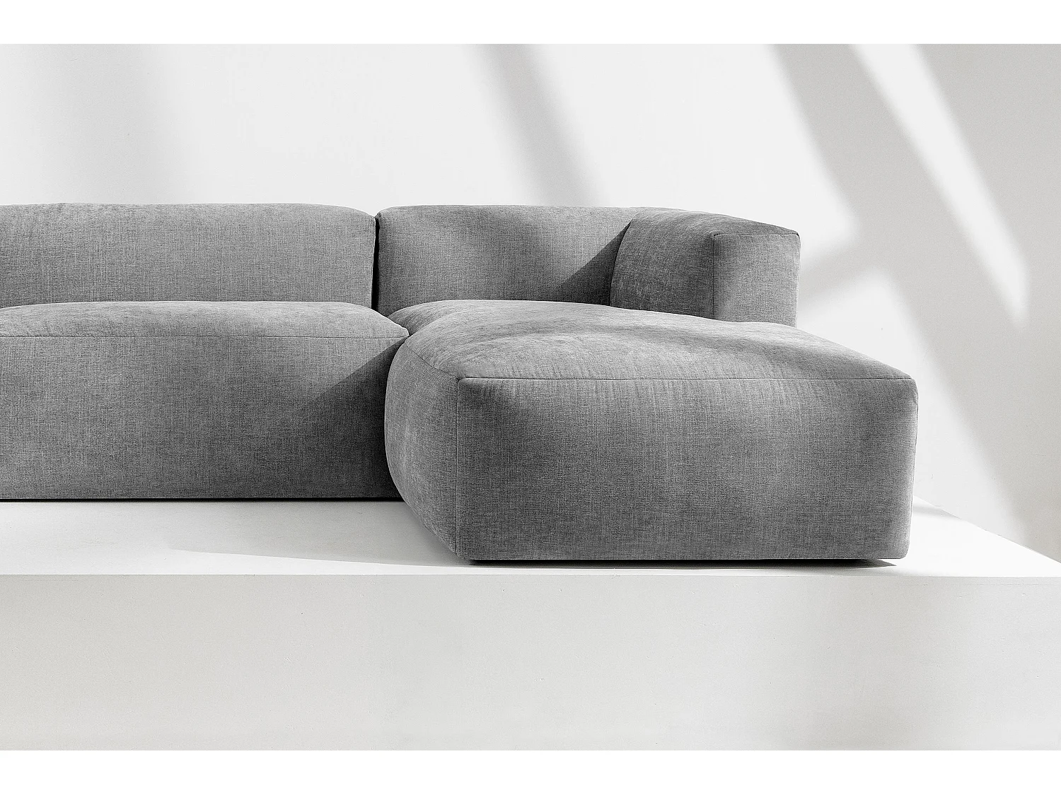 Ecksofa Rechts 3/4 Sitzer mit extrem weicher und bequemer Sitz - grau - BUFFO