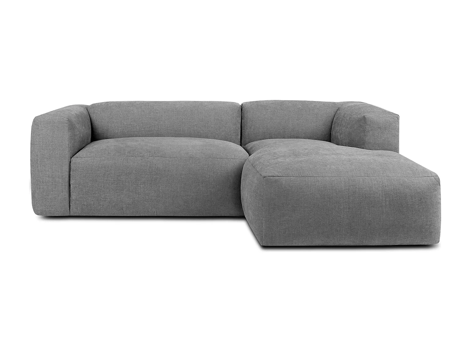 Ecksofa Rechts 3/4 Sitzer mit extrem weicher und bequemer Sitz - grau - BUFFO