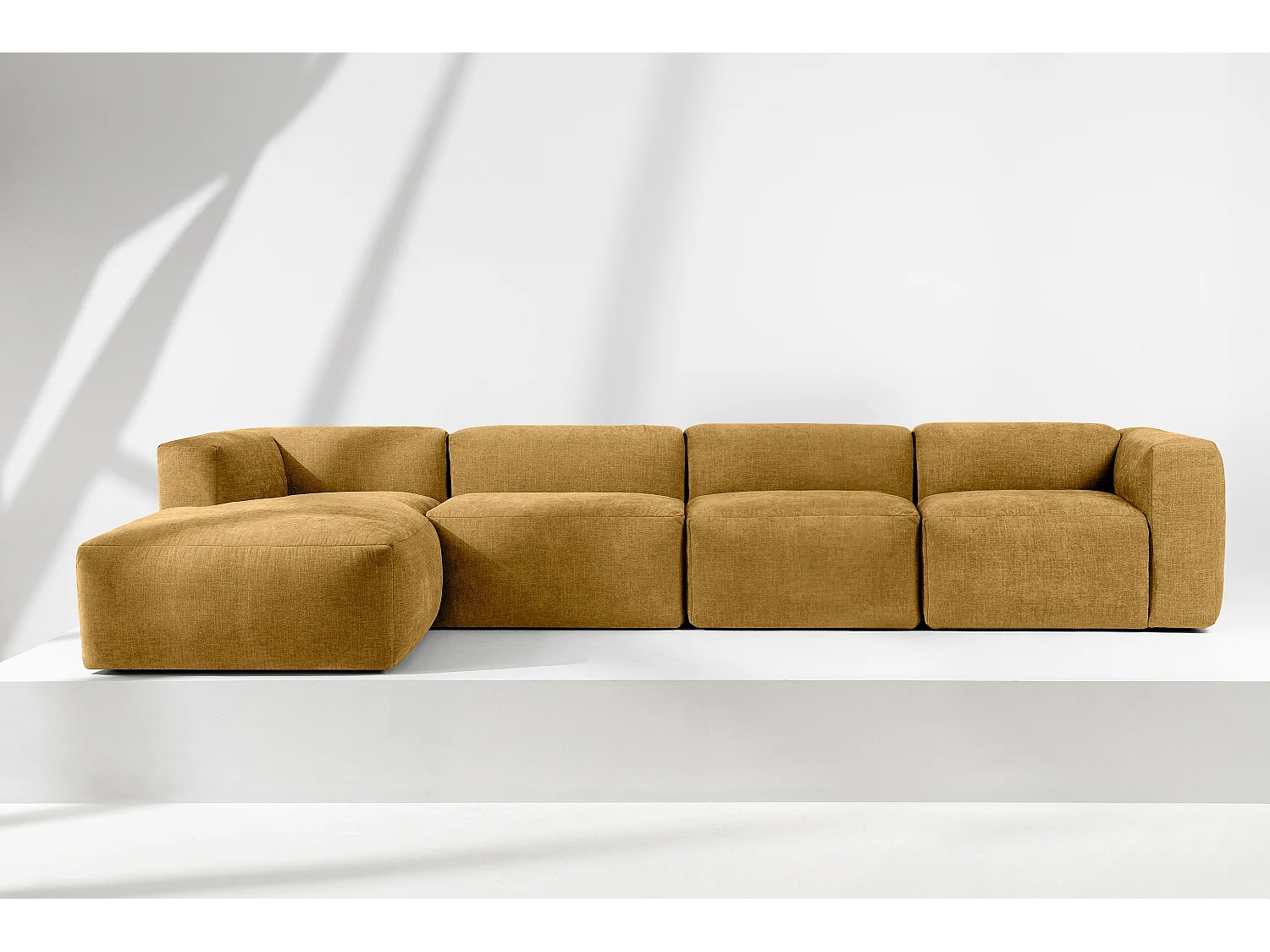 Ecksofa Links 6-Sitzer mit extrem weicher und bequemer Sitz - gelb - BUFFO