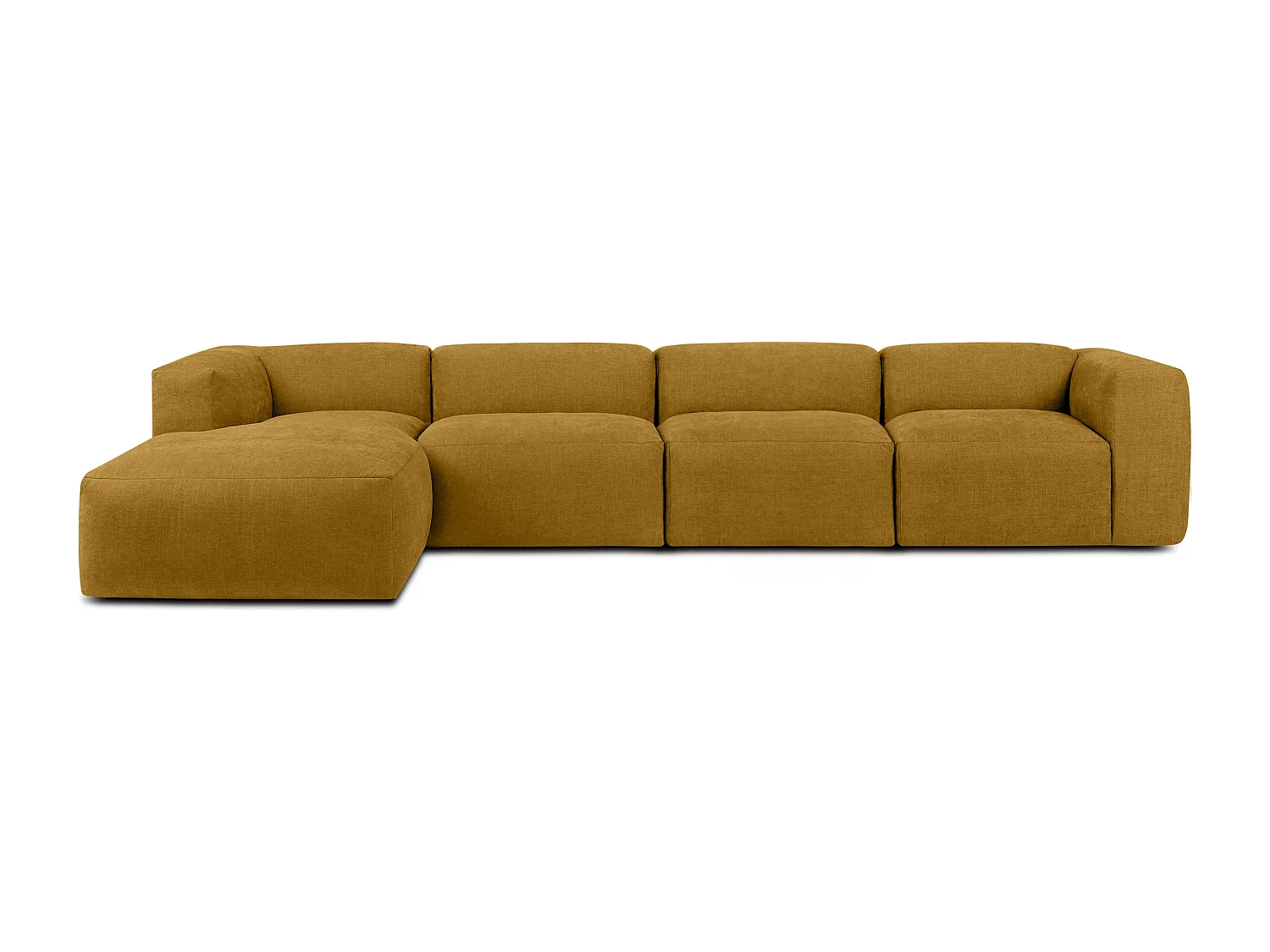 Ecksofa Links 6-Sitzer mit extrem weicher und bequemer Sitz - gelb - BUFFO