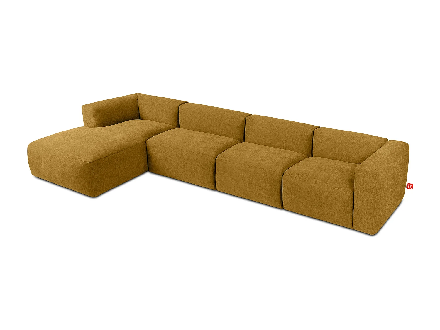 Ecksofa Links 6-Sitzer mit extrem weicher und bequemer Sitz - gelb - BUFFO