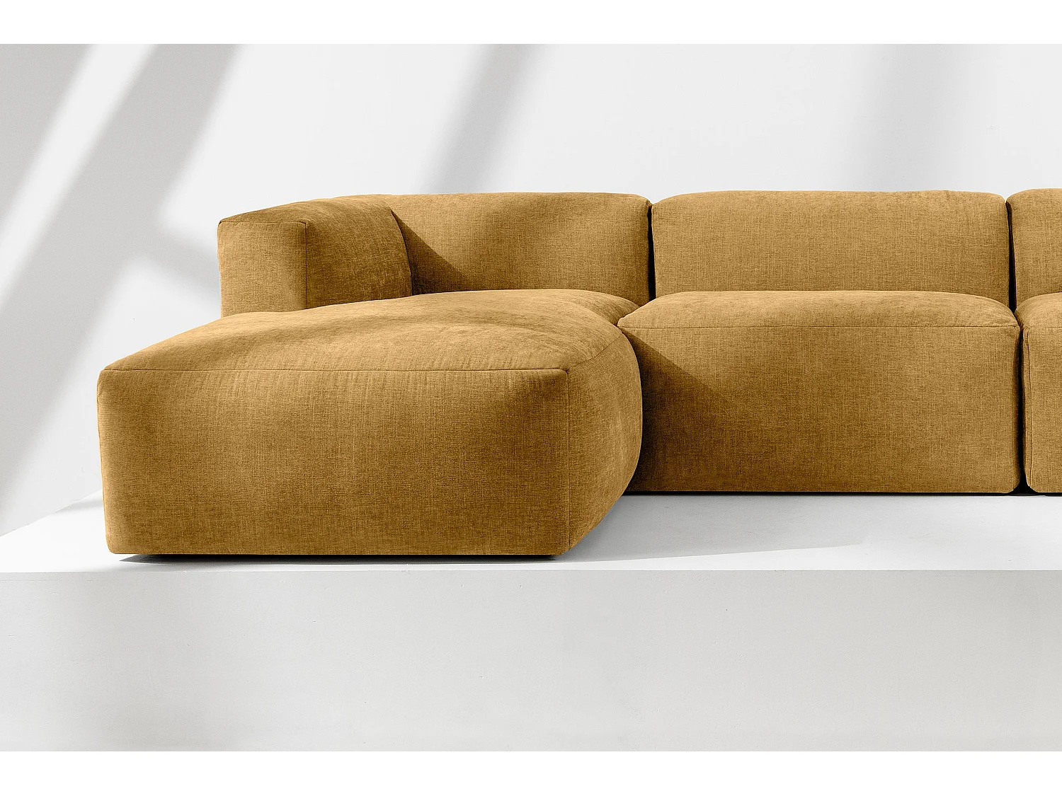 Ecksofa Links 6-Sitzer mit extrem weicher und bequemer Sitz - gelb - BUFFO