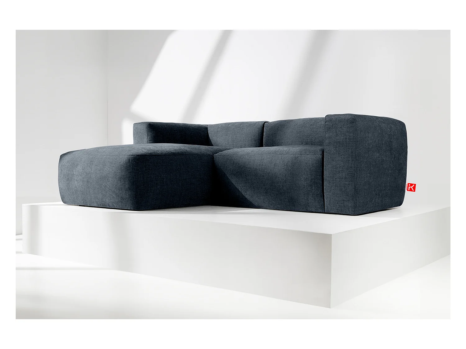 Canapé d'angle gauche 3/4 places avec assise extrêmement moelleuse et confortable - bleu - BUFFO