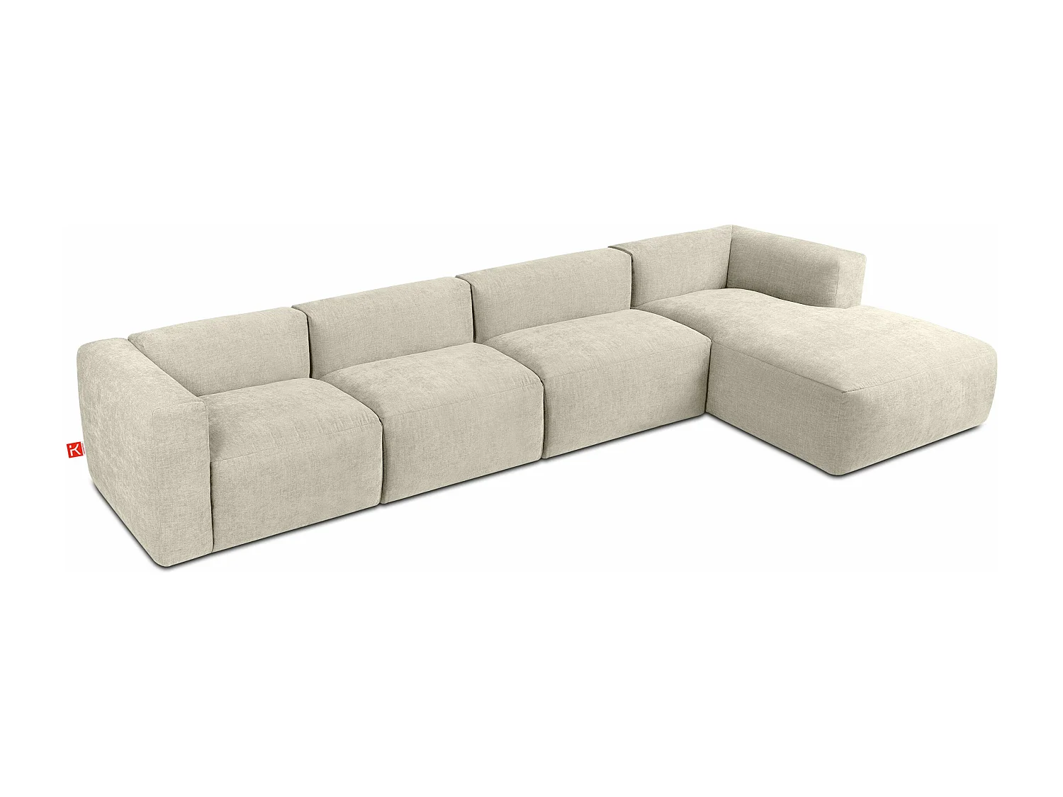 Ecksofa Rechts 6-Sitzer mit extrem weicher und bequemer Sitz - ecru - BUFFO