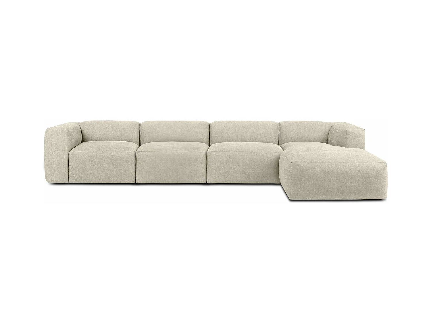 Canapé d'angle droit 6 places avec assise extrêmement moelleuse et confortable - écru - BUFFO