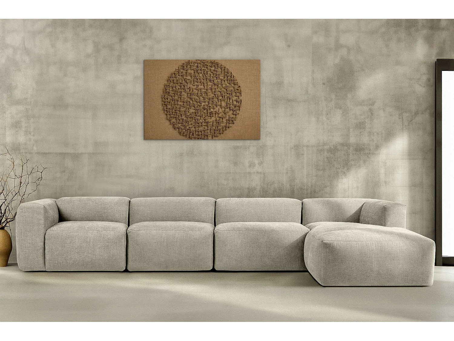 Ecksofa Rechts 6-Sitzer mit extrem weicher und bequemer Sitz - ecru - BUFFO