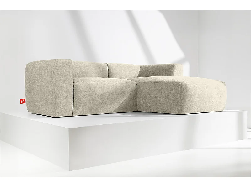 Ecksofa Rechts 3/4 Sitzer mit extrem weicher und bequemer Sitz - ecru - BUFFO