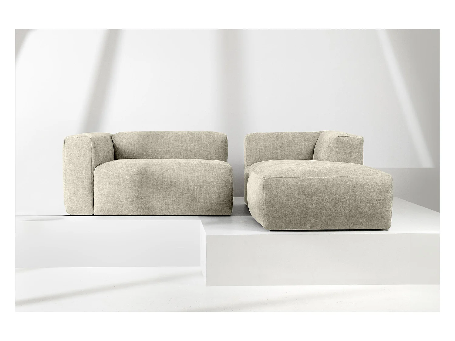 Ecksofa Rechts 3/4 Sitzer mit extrem weicher und bequemer Sitz - ecru - BUFFO