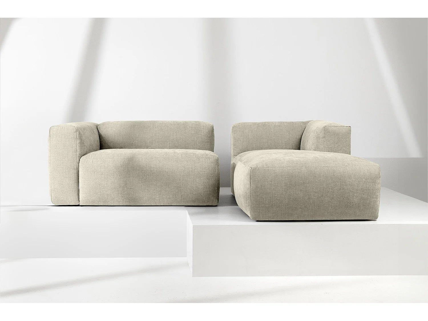 Ecksofa Rechts 3/4 Sitzer mit extrem weicher und bequemer Sitz - ecru - BUFFO
