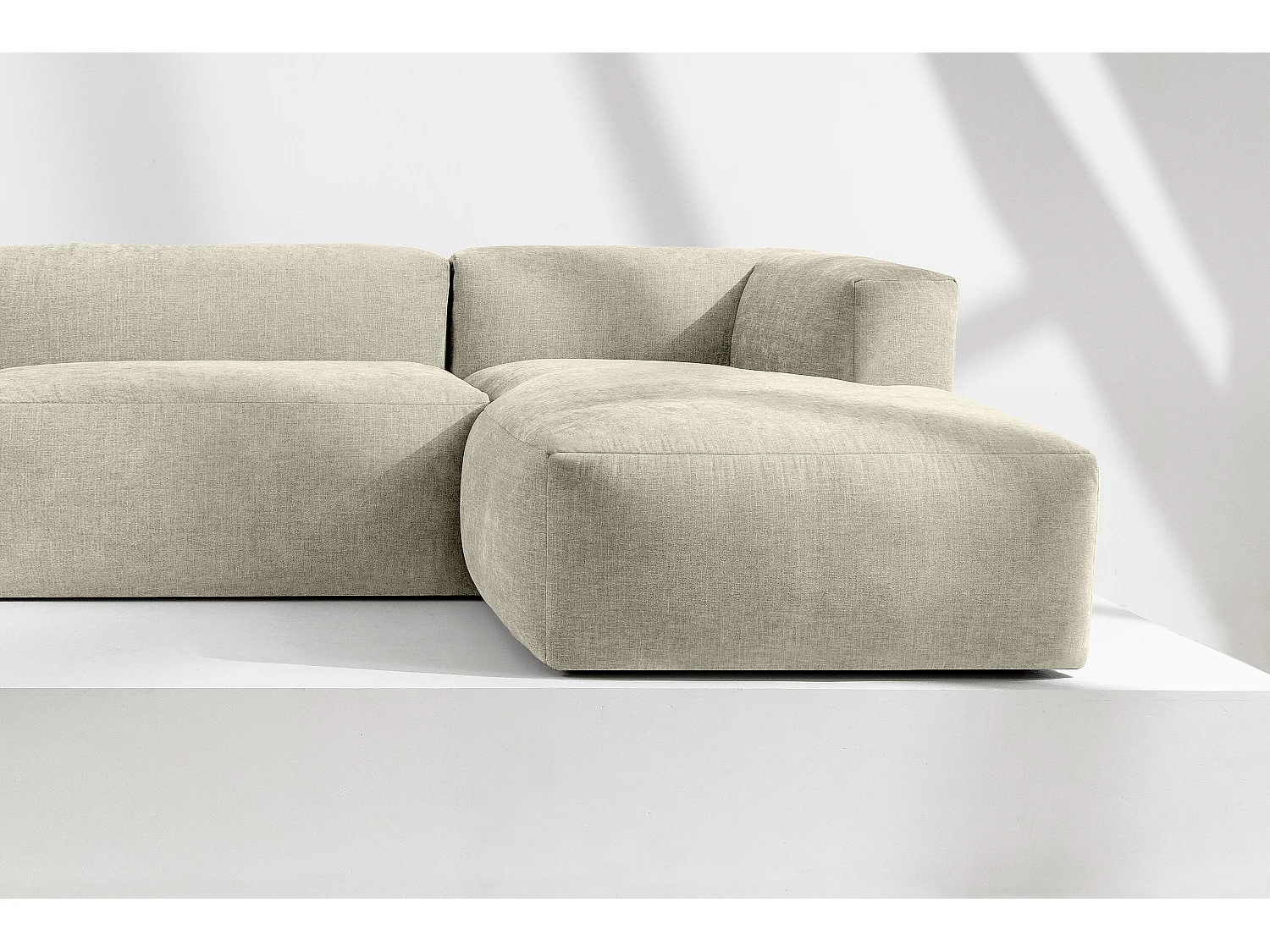 Ecksofa Rechts 3/4 Sitzer mit extrem weicher und bequemer Sitz - ecru - BUFFO