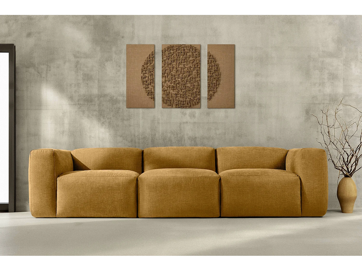 Sofa 3 Sitzer mit extrem weicher und bequemer Sitz - gelb - BUFFO