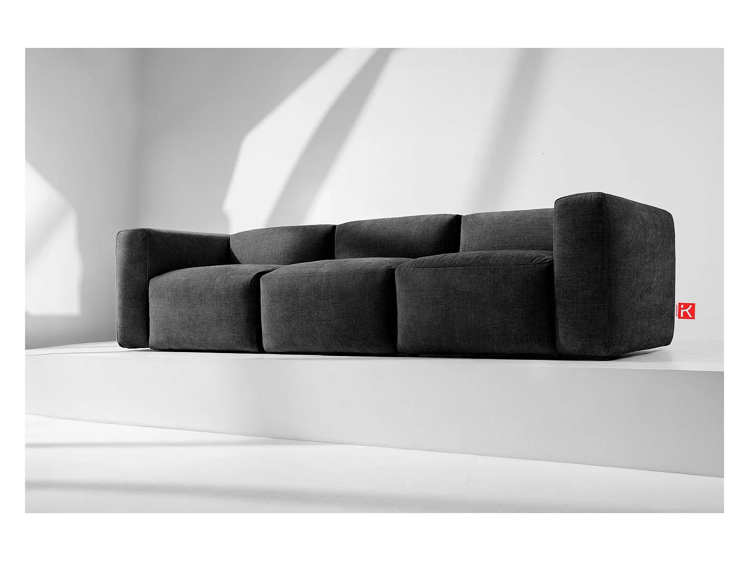 Canapé 3 places avec assise extrêmement moelleuse et confortable - gris - BUFFO