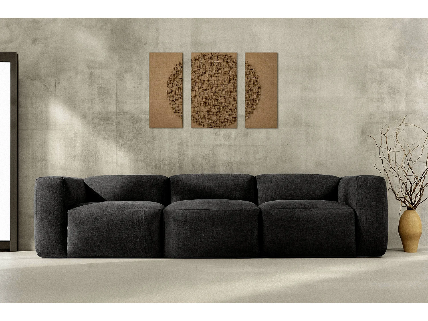 Sofa 3 Sitzer mit extrem weicher und bequemer Sitz - grau - BUFFO