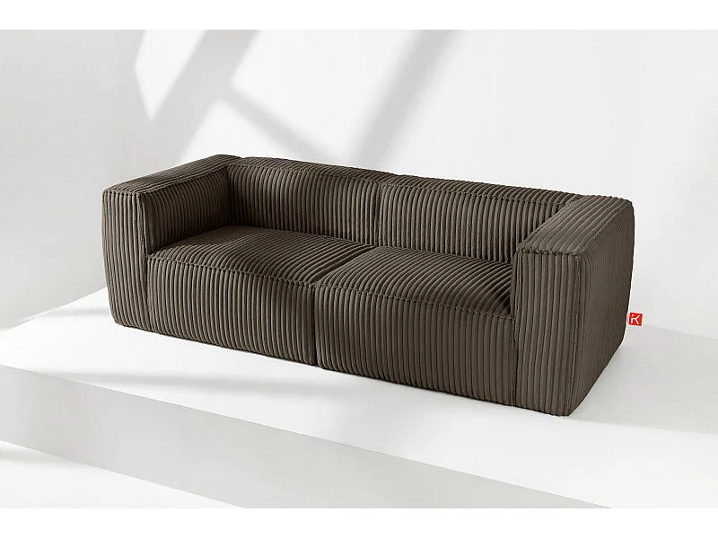 Modernes Sofa 3 Sitzer aus breitem Cordstoff - braun - FEROX