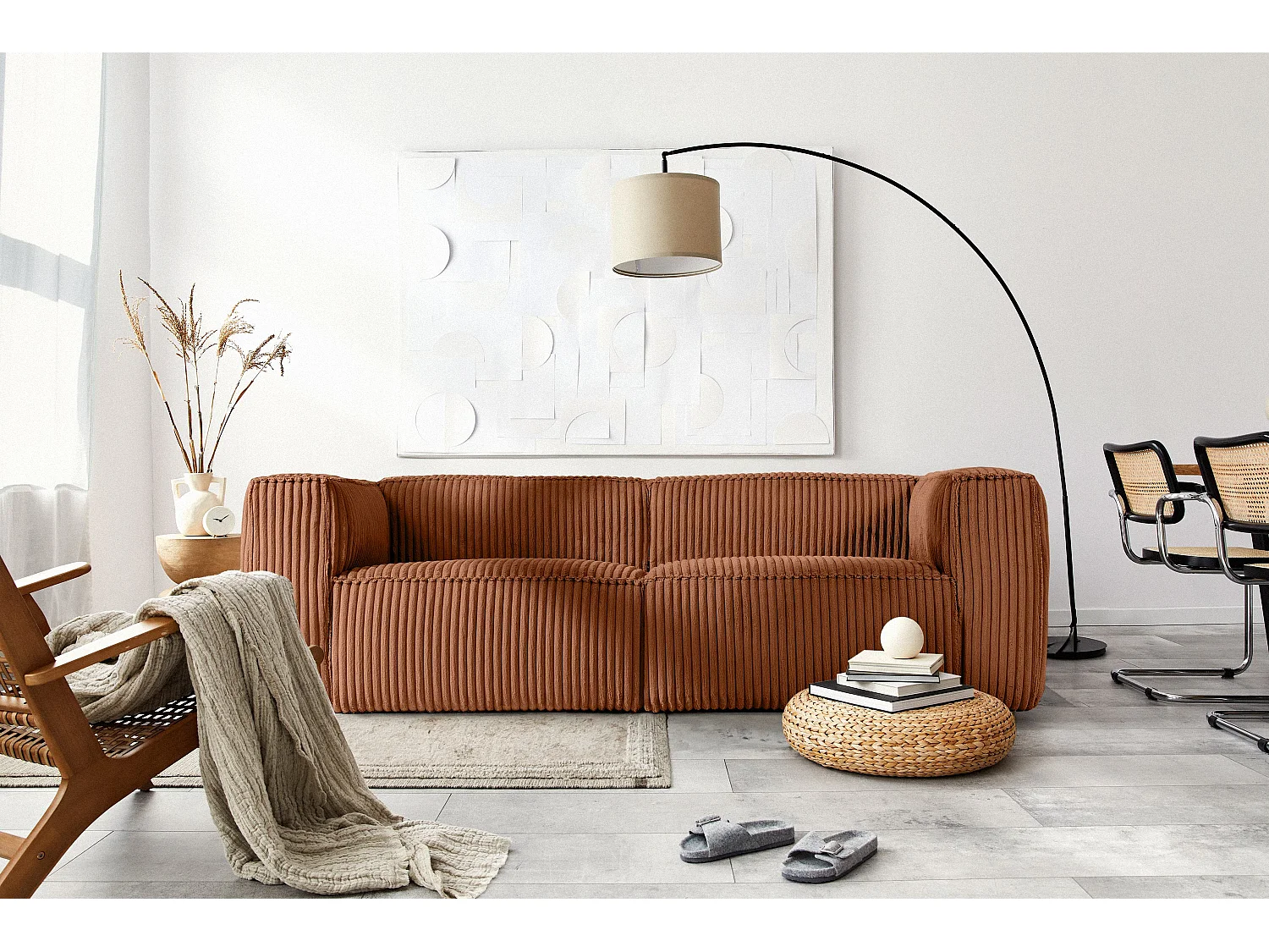 Modernes Sofa 3 Sitzer aus breitem Cordstoff - rot - FEROX