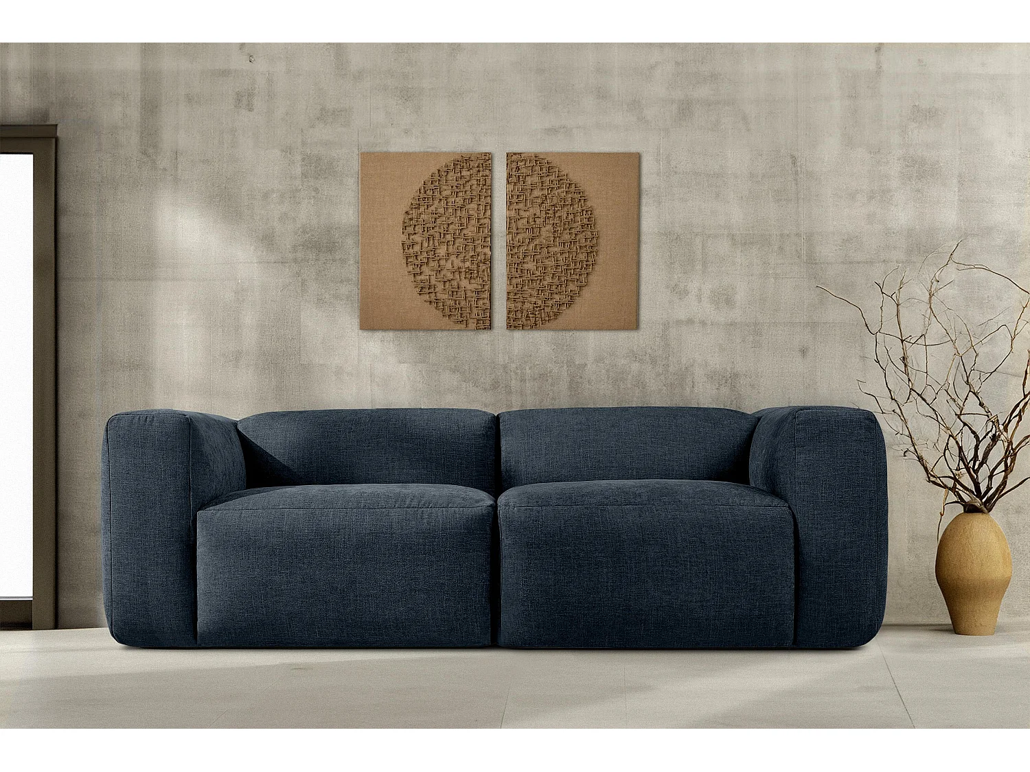 Sofa 2,5 Sitzer mit extrem weicher und bequemer Sitz - dunkelblau - BUFFO