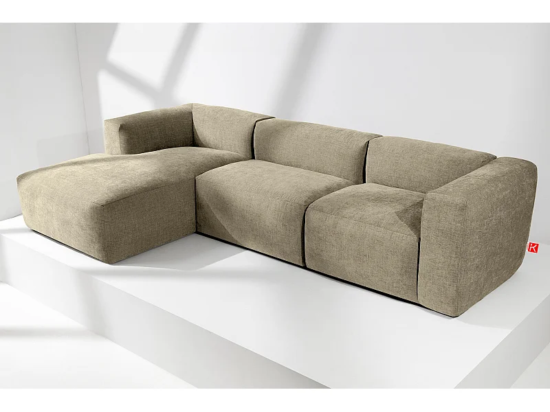 Canapé d'angle gauche avec assise extrêmement moelleuse et confortable - jaune - BUFFO