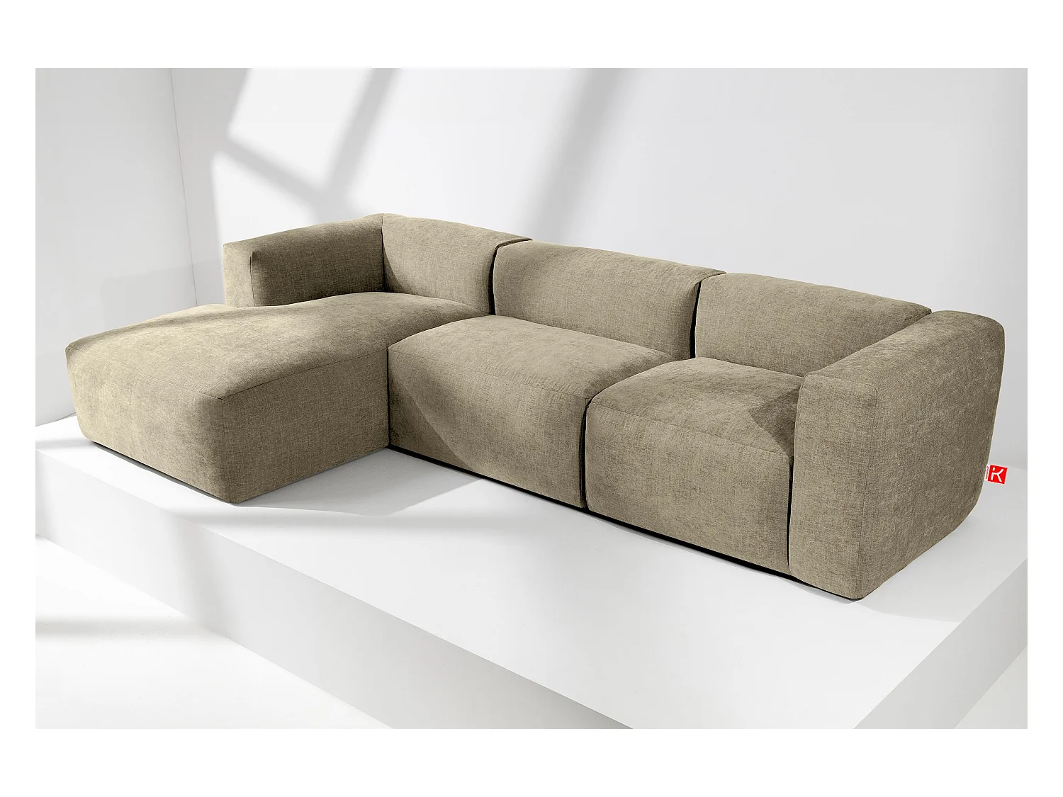 Canapé d'angle gauche avec assise extrêmement moelleuse et confortable - jaune - BUFFO