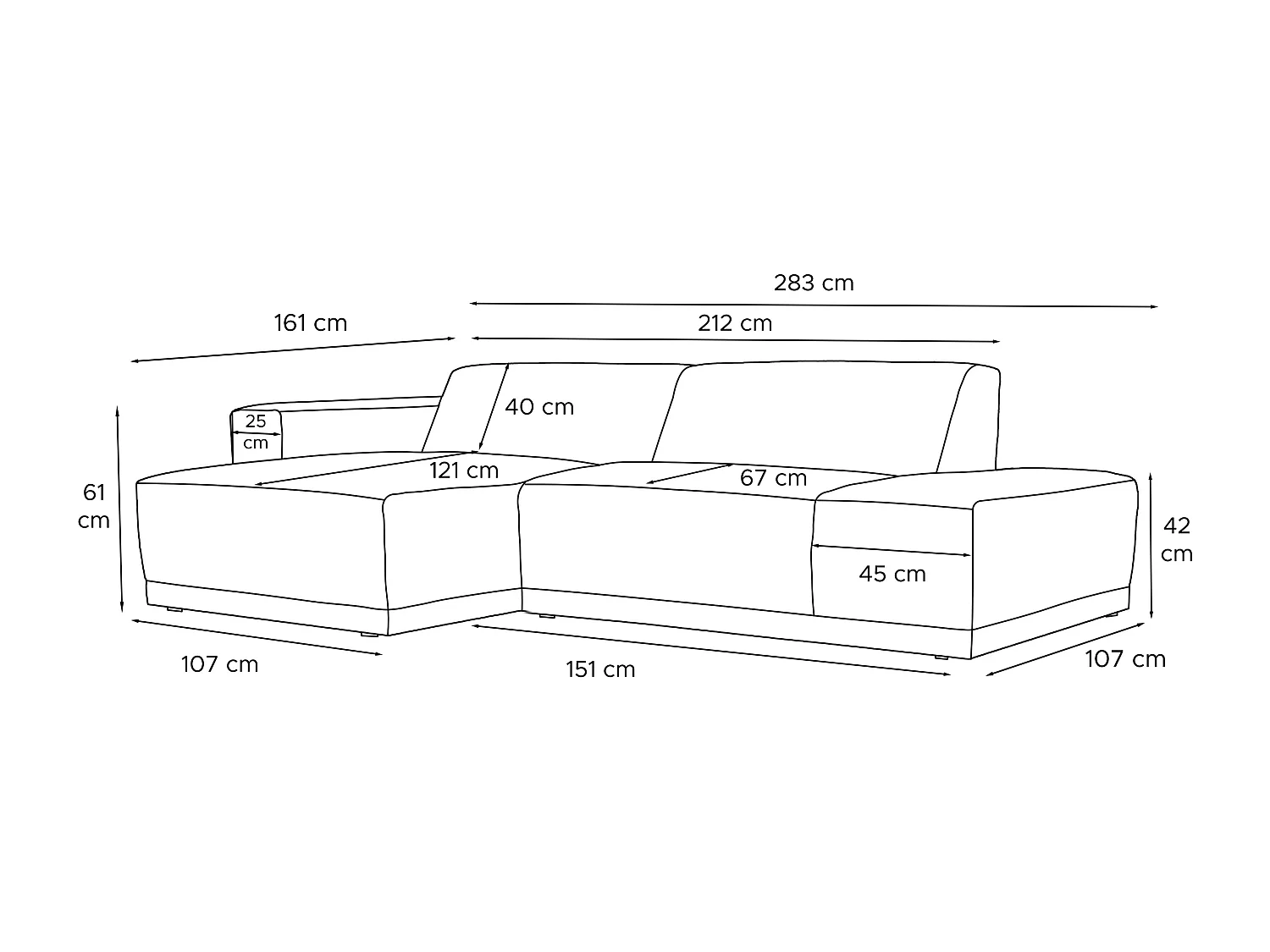 Ecksofa Links in moderner Optik mit hochwertigem Kaltschaum  - beige - MUDI