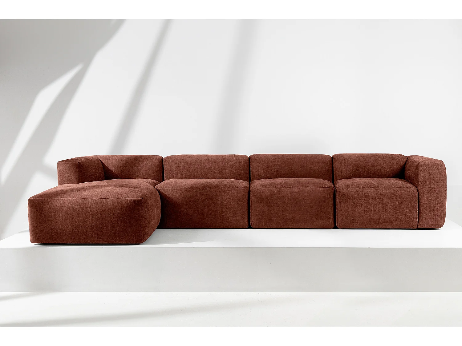 Ecksofa Links 6-Sitzer mit extrem weicher und bequemer Sitz - orange - BUFFO