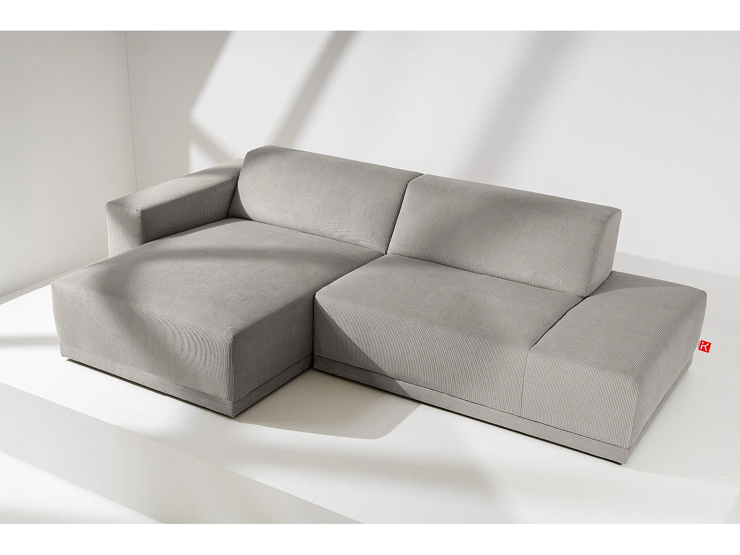 Ecksofa Links in moderner Optik mit hochwertigem Kaltschaum  - hellgrau - MUDI