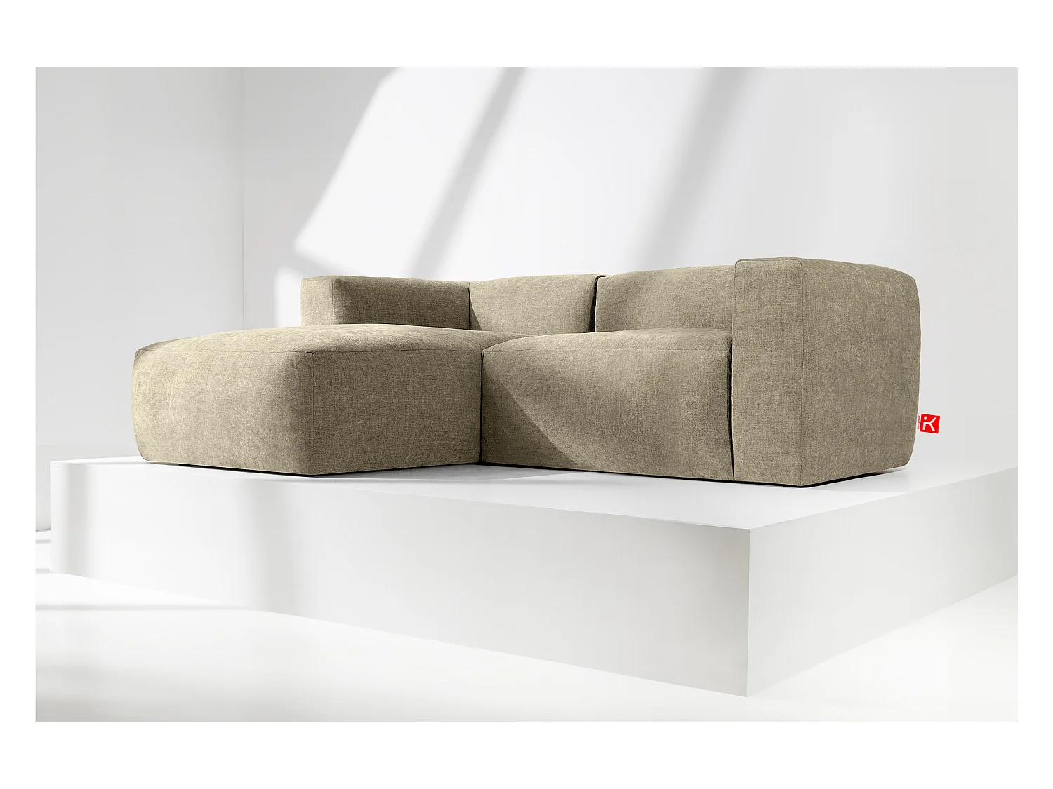 Canapé d'angle gauche 3/4 places avec assise extrêmement moelleuse et confortable - jaune - BUFFO