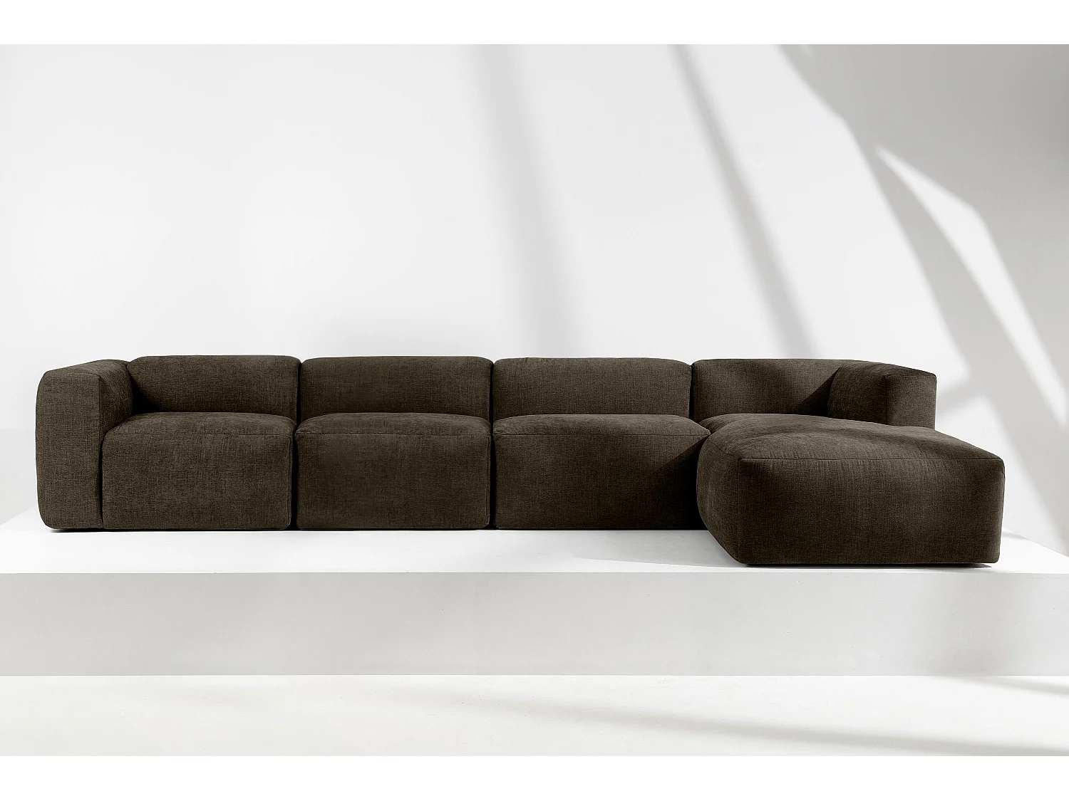 Ecksofa Rechts 6-Sitzer mit extrem weicher und bequemer Sitz - braun - BUFFO